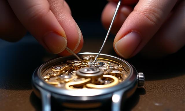 Orologiaio esperto al lavoro nel laboratorio di Alata Orlogi