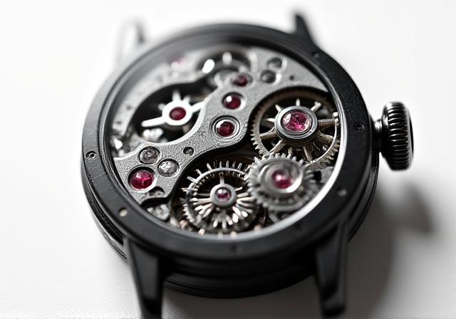 Meccanismo di orologio complesso che simboleggia la precisione dei dati